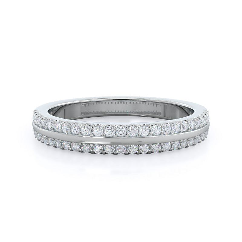 Pave Edged Diamond Wedding Band