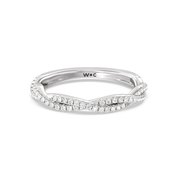 Twisted Shank Hidden Halo Solitaire Diamond Wedding Band