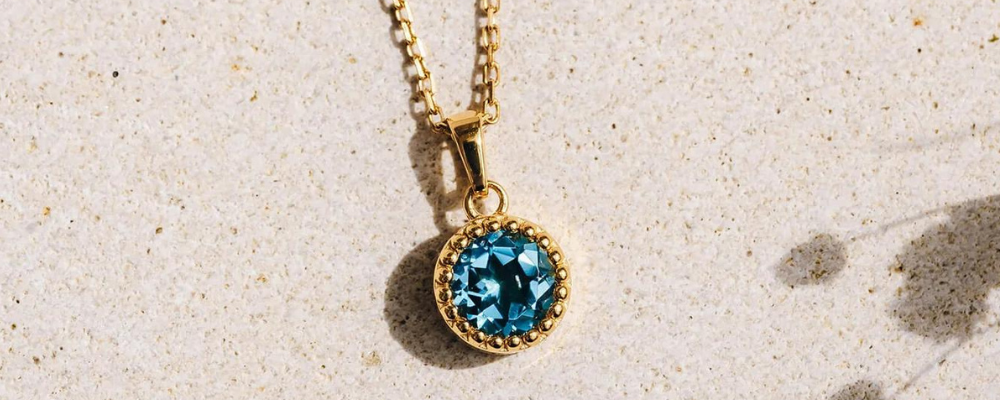 Blue Topaz - March Birthstone Necklace - Swiss Blue Topaz 