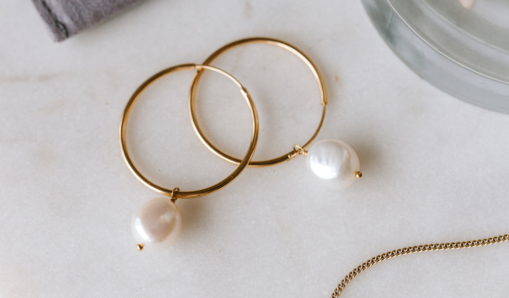 Pearl Statement Earrings - Pearl Hoop Earrings - Rebecca