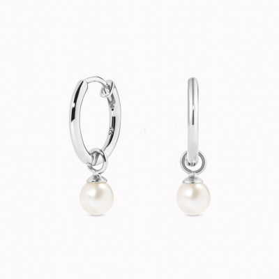 Does Sterling Silver Turn Green - Pearl Huggie Earrings Silver - Kirsten