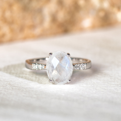 Sterling Silver vs Silver - Silver Moonstone Ring - Serena