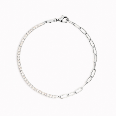 Sterling Silver vs Silver - Silver Tennis Bracelet (Half) - White
