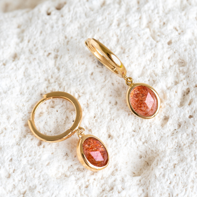 Sunstone Crystal - Sunstone Earrings - Clara