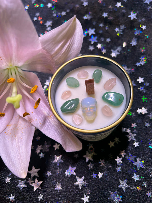 Planetary Candles with Crystals & Crackling Wood Wicks