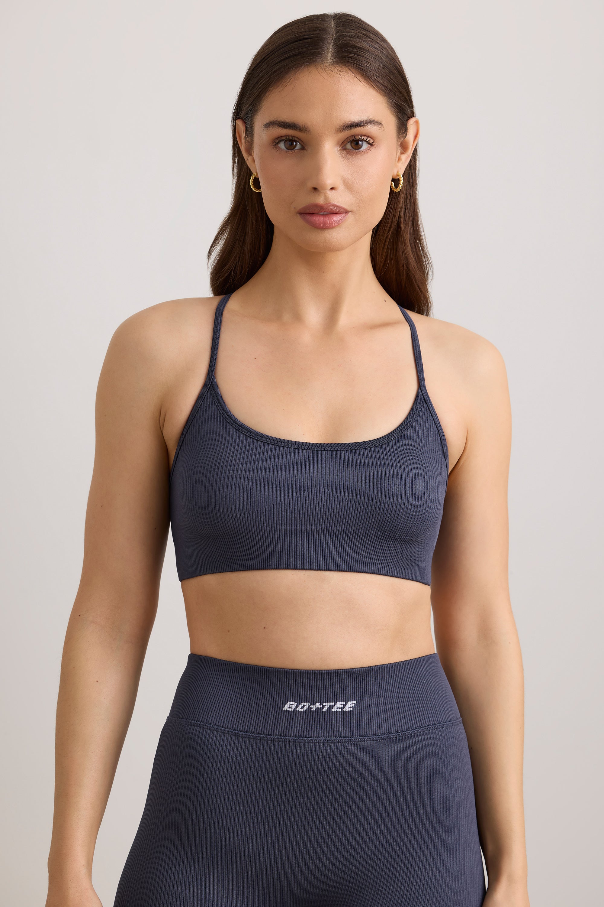 FlexiRib Scoop Neck Sports Bra in Slate