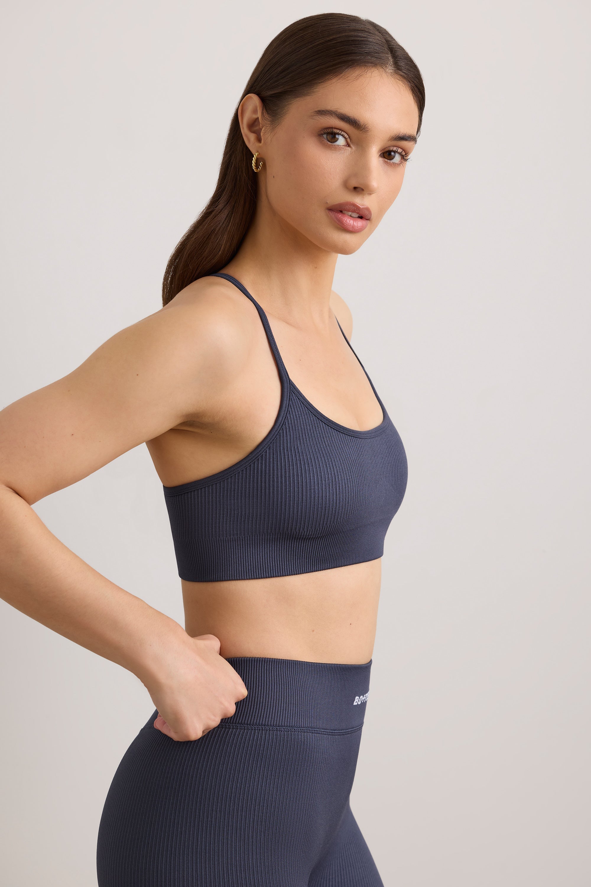 FlexiRib Scoop Neck Sports Bra in Slate