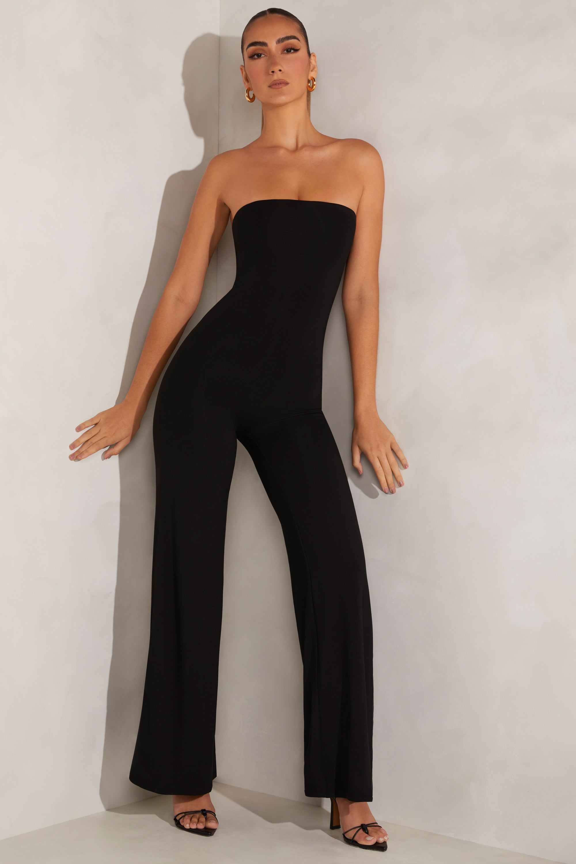 Bandeau Wide Leg Jumpsuit in Black