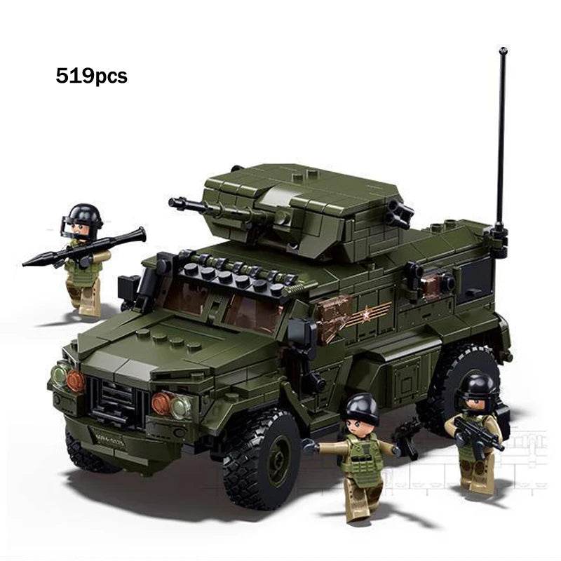 Airplane Plane Bomber Model Construction Toys Military Panzer Tank WW2 Aircraft Army Truck Armored Car Building Blocks For Kids