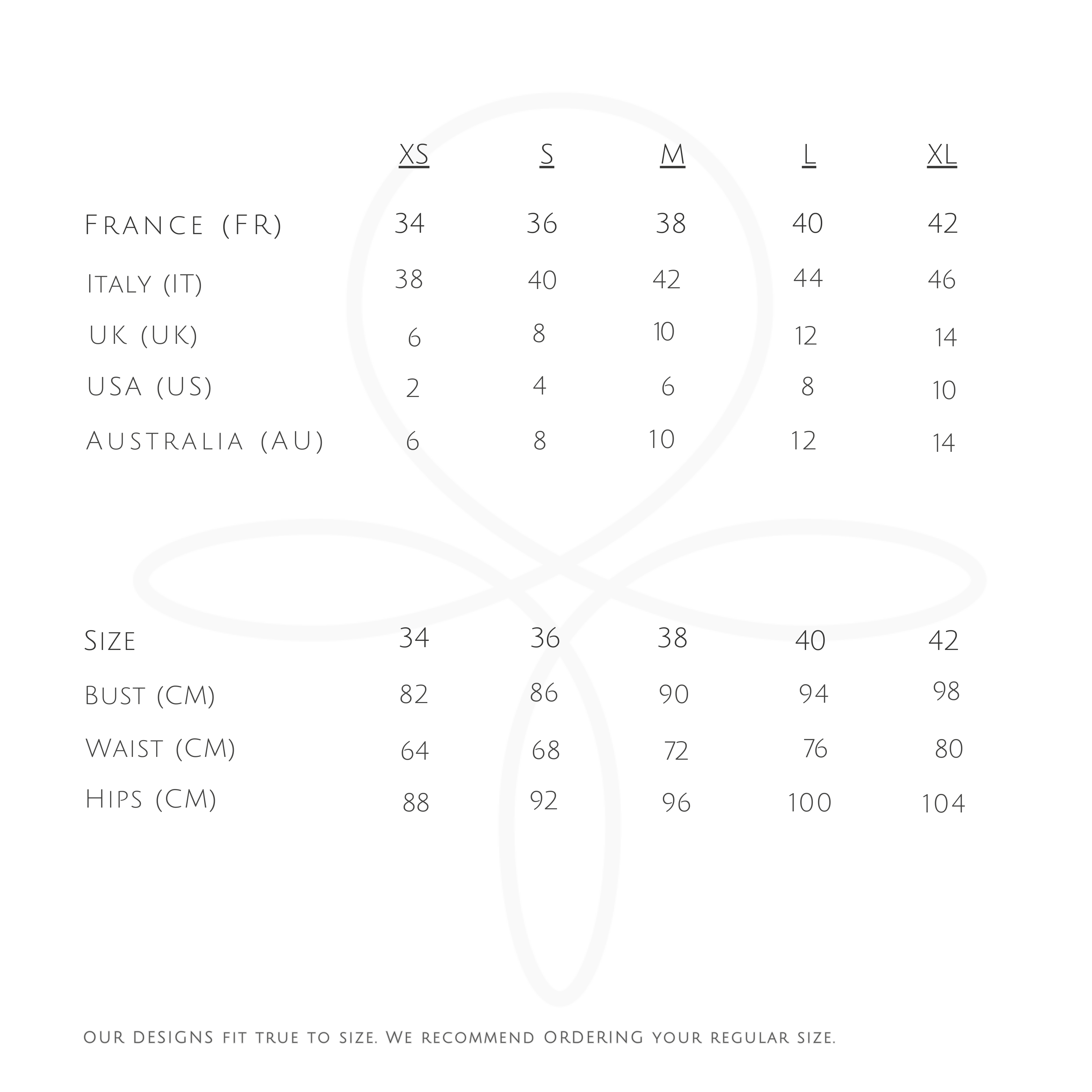 LOULOU Size Chart