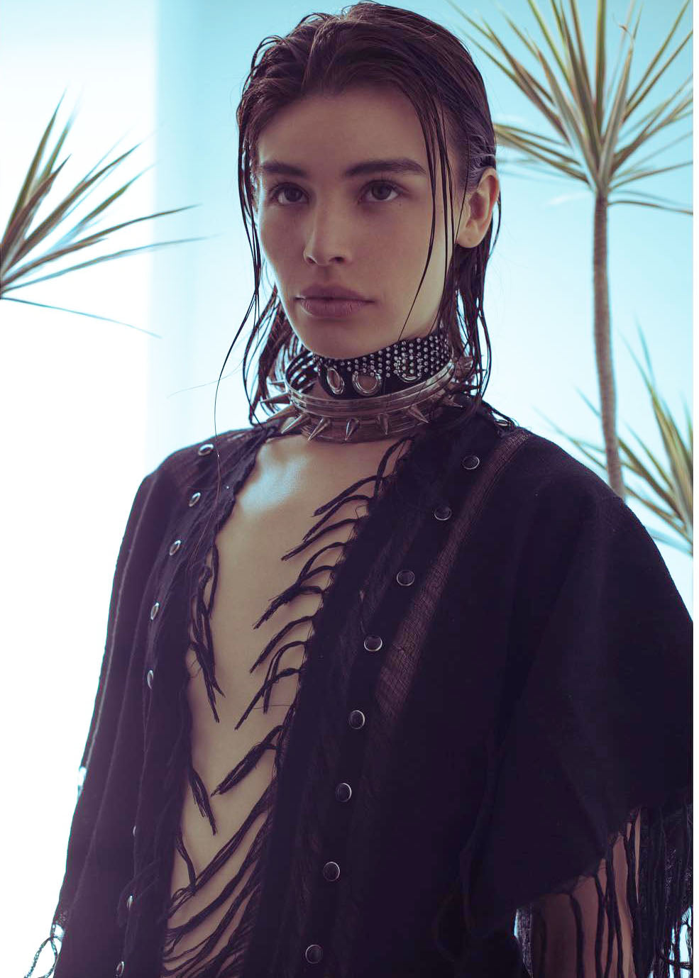 Black Studded Handwoven Poncho