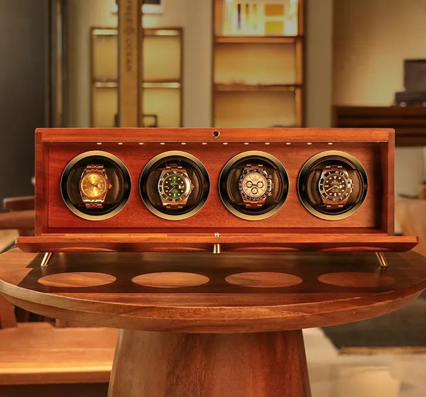 TimeSpinners - Westminster Quartet - 4 slot luxury watch winder in solid wood construction