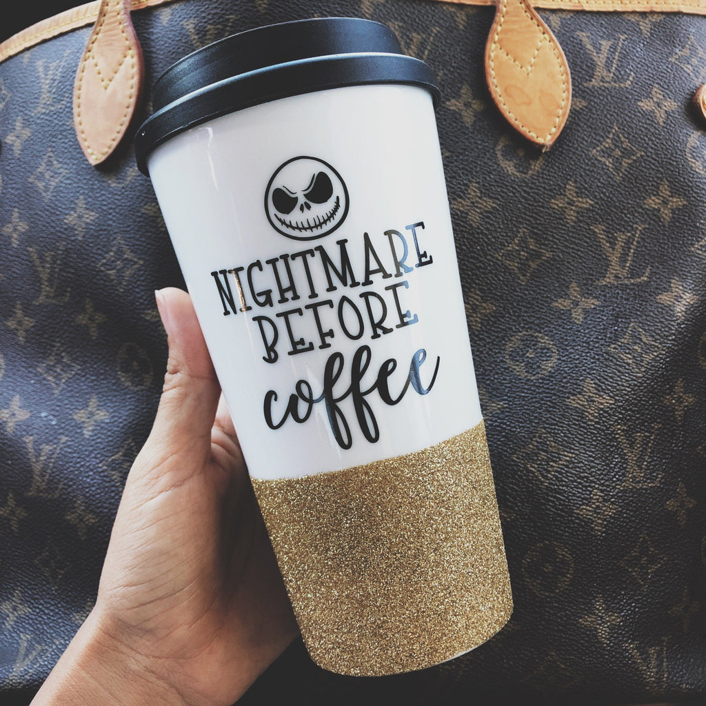 Nightmare Before Coffee Halloween Coffee Travel Mug Twinkle Twinkle Lil Jar