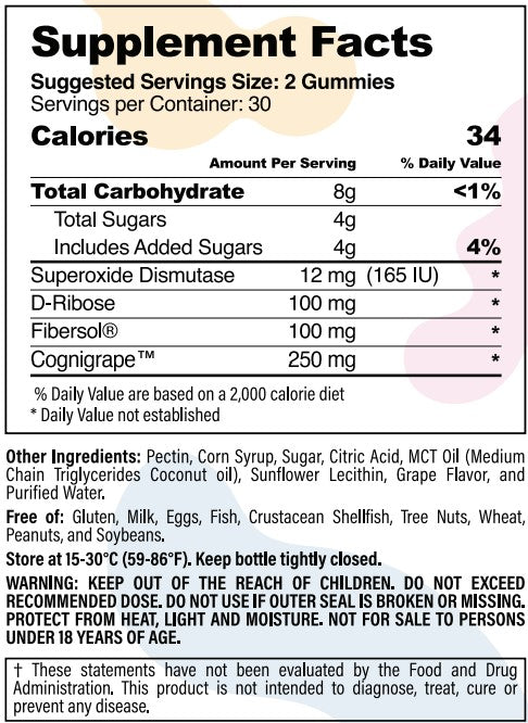 Focus & Memory Gummy Supplement Facts