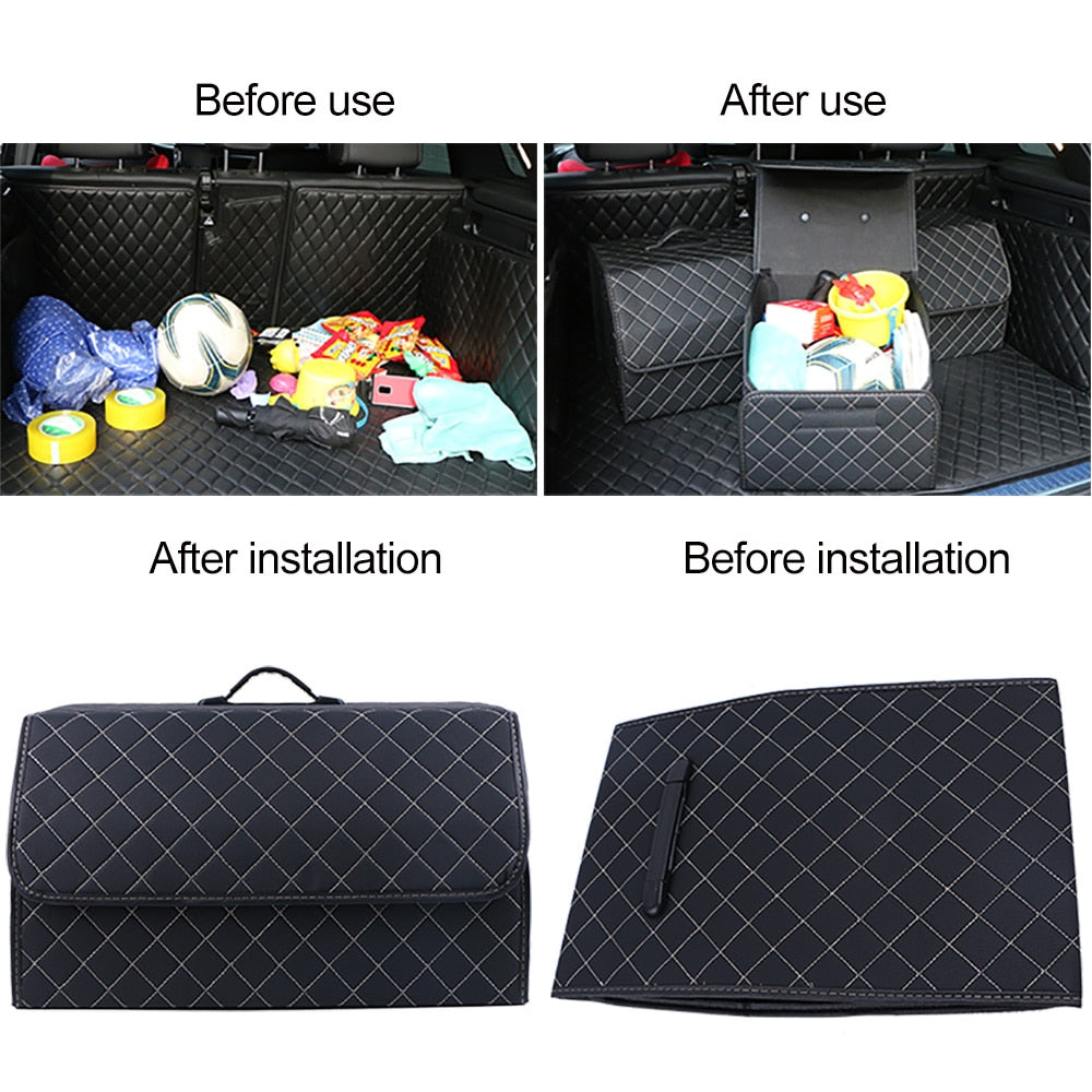 Portable Leather Organizer Car Storage Box