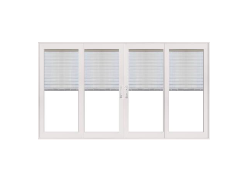 PELLA 116.125" X 95.5" Lifestyle Series Contemporary 4 Panel OXXO Hinged Glass With Manual Blinds/Shades Advanced Low-E Insulating Tempered Argon Fill Glass Assembled Sliding/Gliding Patio Door Screen Option