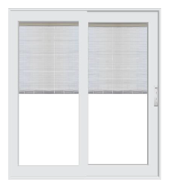 PELLA 83.25" X 95.5" Lifestyle Series Contemporary 2 Panel Hinged Glass With Manual Blinds/Shades Advanced Low-E Insulating Tempered Argon Fill Glass Assembled Sliding/Gliding Patio Door Screen Option
