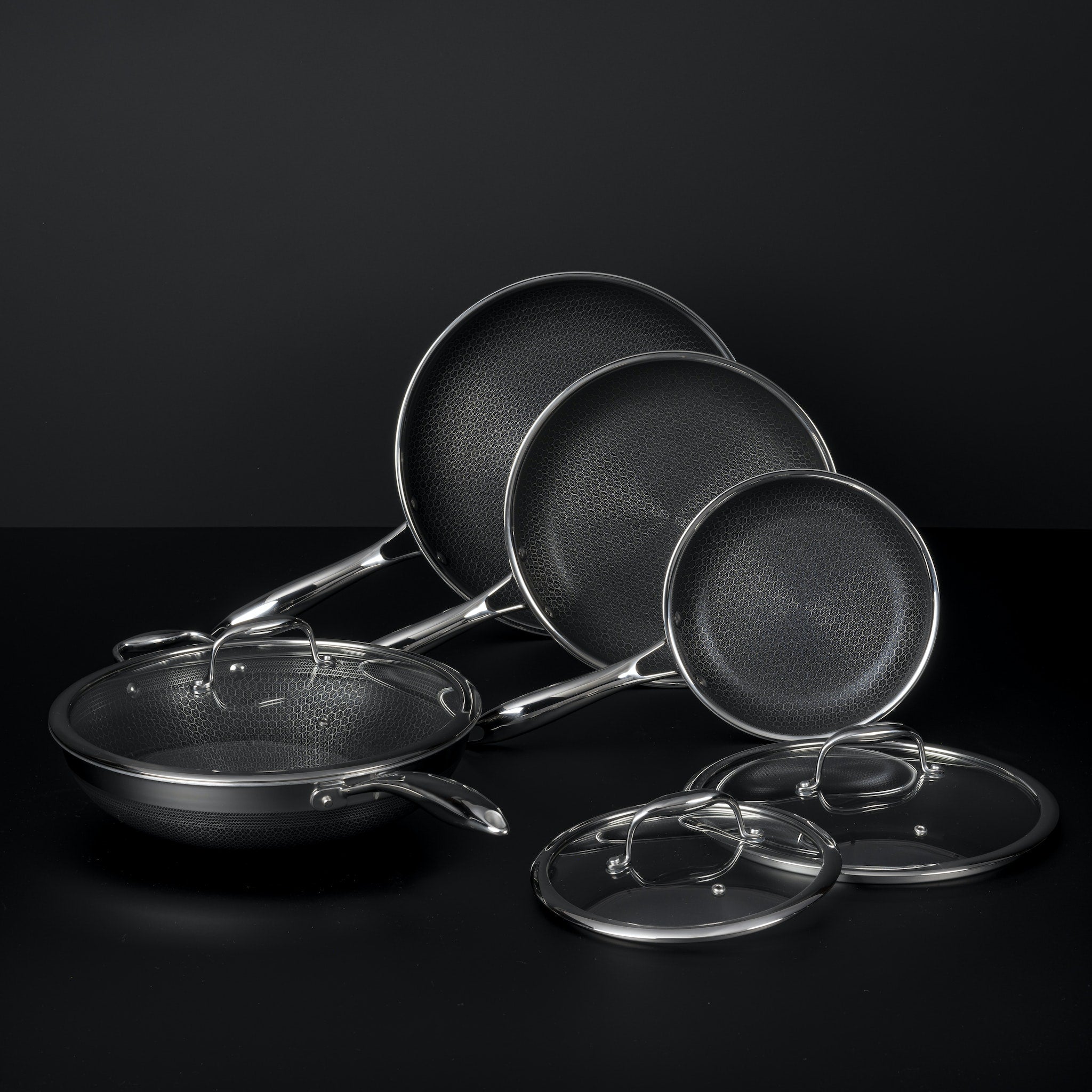 7 pc HexClad Hybrid Cookware Set w/ Lids & Wok - HexClad Cookware AU product image