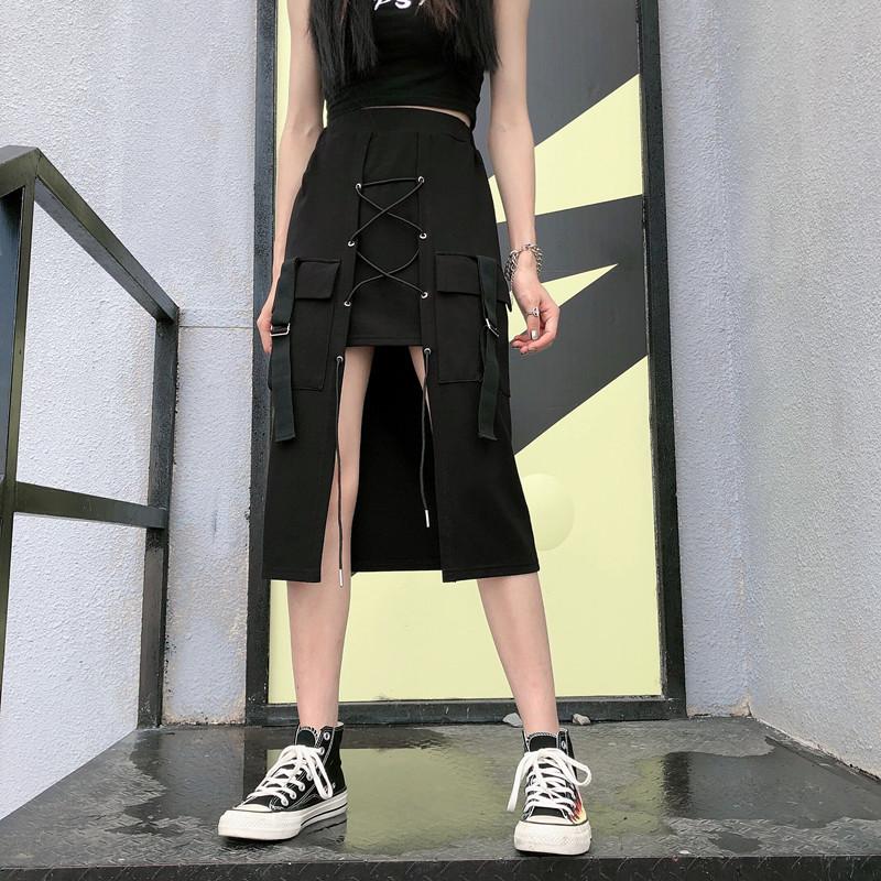 Japanese Harajuku Black Long Punk Skirt Sd00415 Syndrome Cute