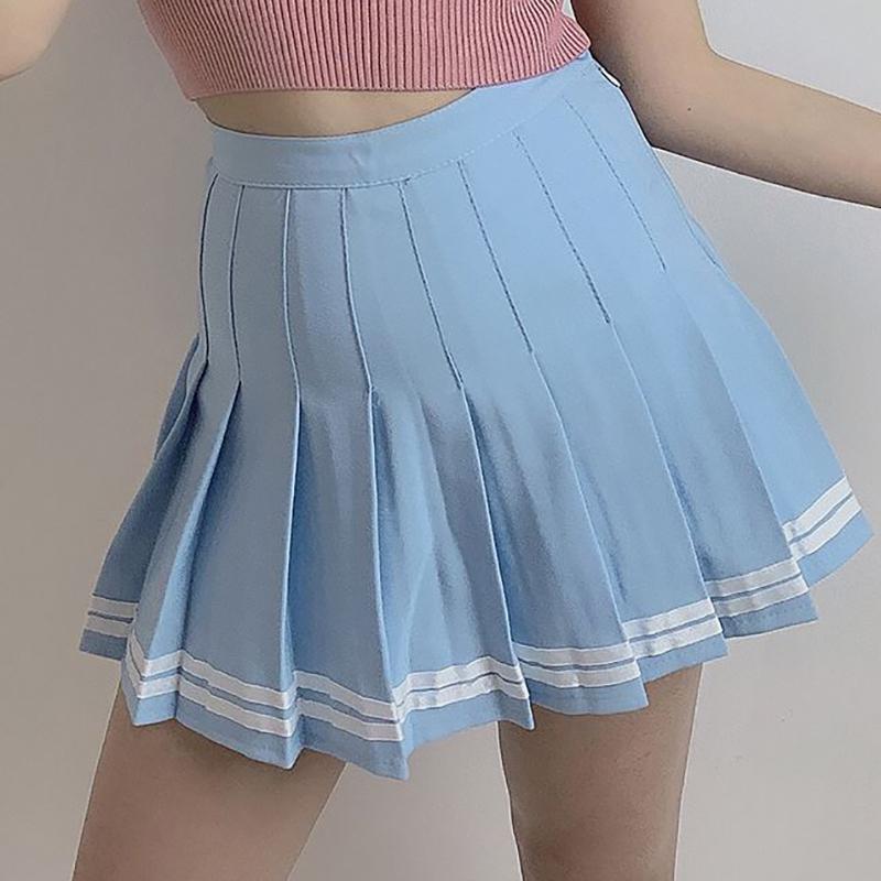 Japanese Soft Girl Summer Double Striped Pleated Skirt SD01971 ...