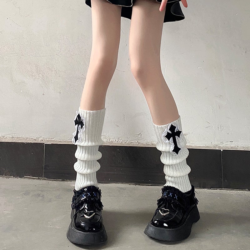 Japanese Egirl Elegant Gothic Cross Lace Socks SD01741 – SYNDROME ...