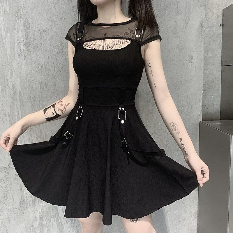 Japanese Summer Mesh Dark Black Dress SD00674 – SYNDROME - Cute Kawaii ...