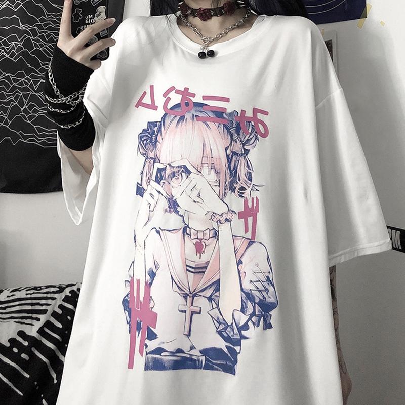 Japanese Black White My Lover Harajuku Girl T-shirt SD00829 – SYNDROME ...