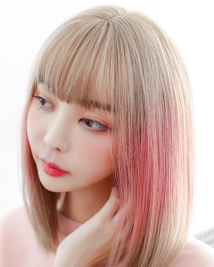korean Gradient Pink Brown K pop  Short Wig  SD02453 