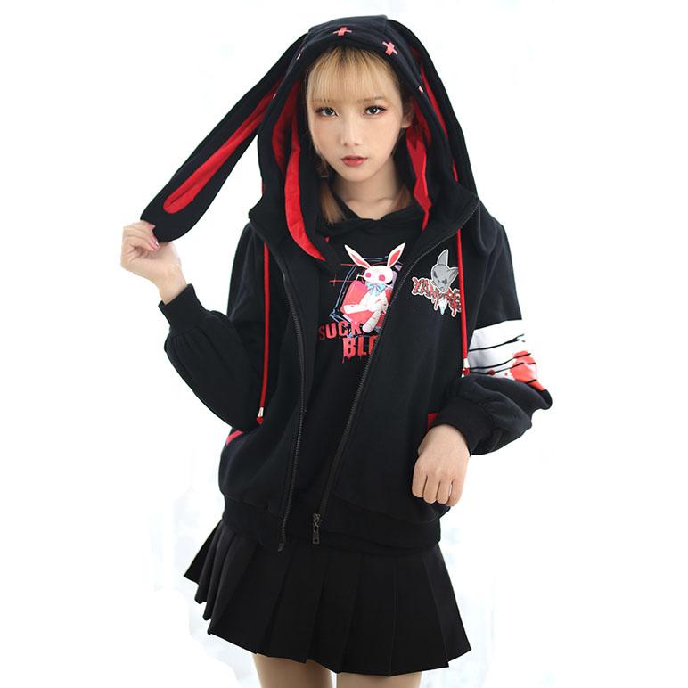 Japanse Yandere Bunny Ears Hoodie Sweater SD01191 – SYNDROME - Cute