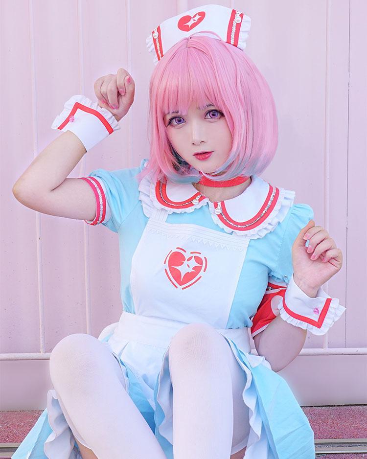 anime girl hot pink short hair