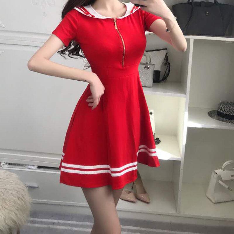 Japanese Harajuku Black Red Aye Capt Sailor Dress SD01163 – SYNDROME ...