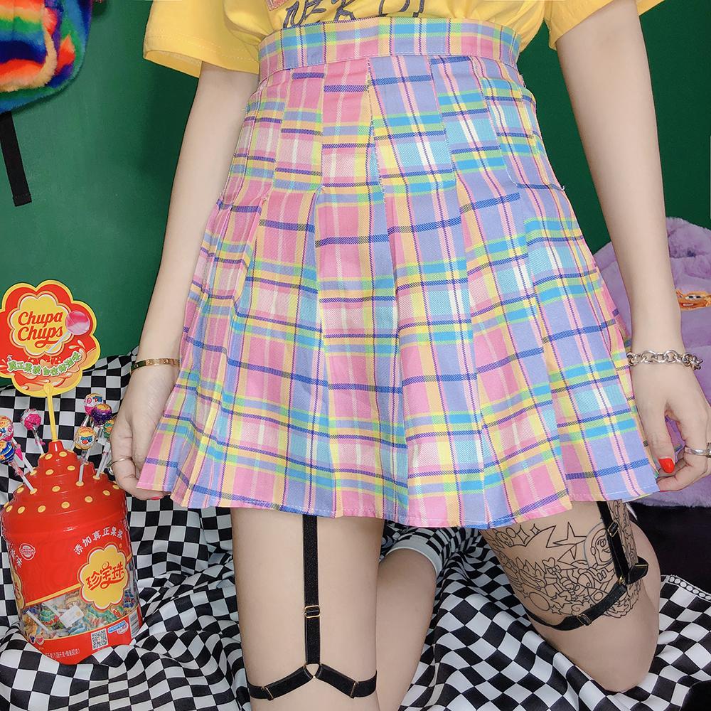 Japanese Harajuku Soft Girl Aesthetic Pastel Pleated Skirt SD00476 ...