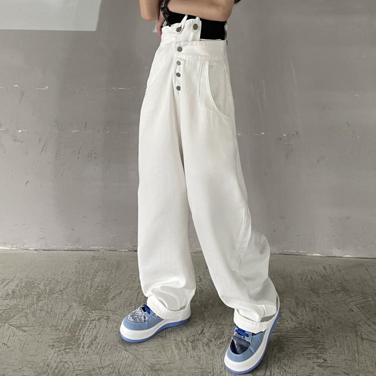Korean Street Fashion White One Strap Baggy Pants SD01158 – SYNDROME ...