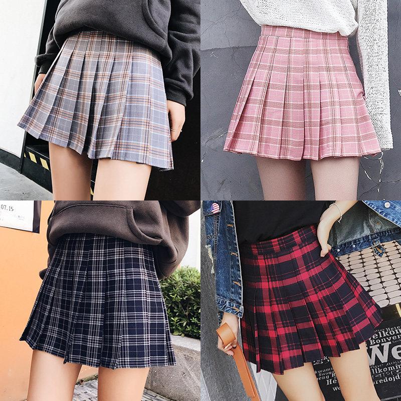 Korean Summer Soft Girl Cute Double Color Plaid Skirt SD00628 ...