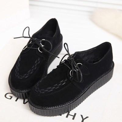 Black Suede Platform Creepers Shoes Ver 