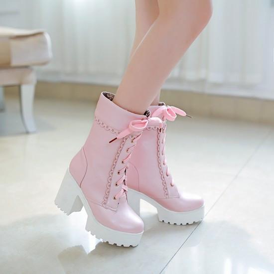 Harajuku Japanese Lace High Heel Boots Sd01995 Syndrome Cute Kawaii Harajuku Street Fashion