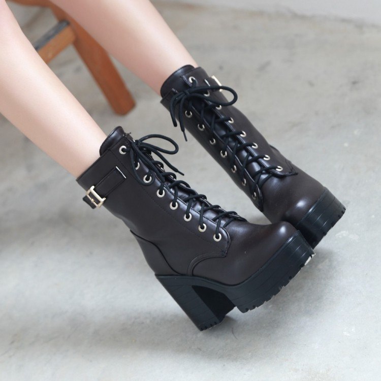 Korean Winter Thick Strap high-heeled boots Shoes SD01149 – SYNDROME ...