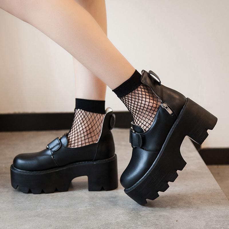 Black Double Straps High Platform Shoes SD02424 – SYNDROME - Cute ...