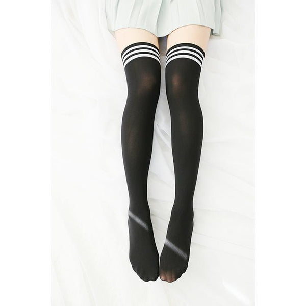 Striped Casual School Thigh High Tights Socks SD00285– SYNDROME - Cute ...