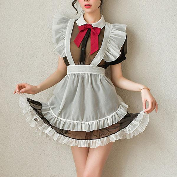 Japanese Transparent Black Maid Outfit Set SD00669 – SYNDROME - Cute