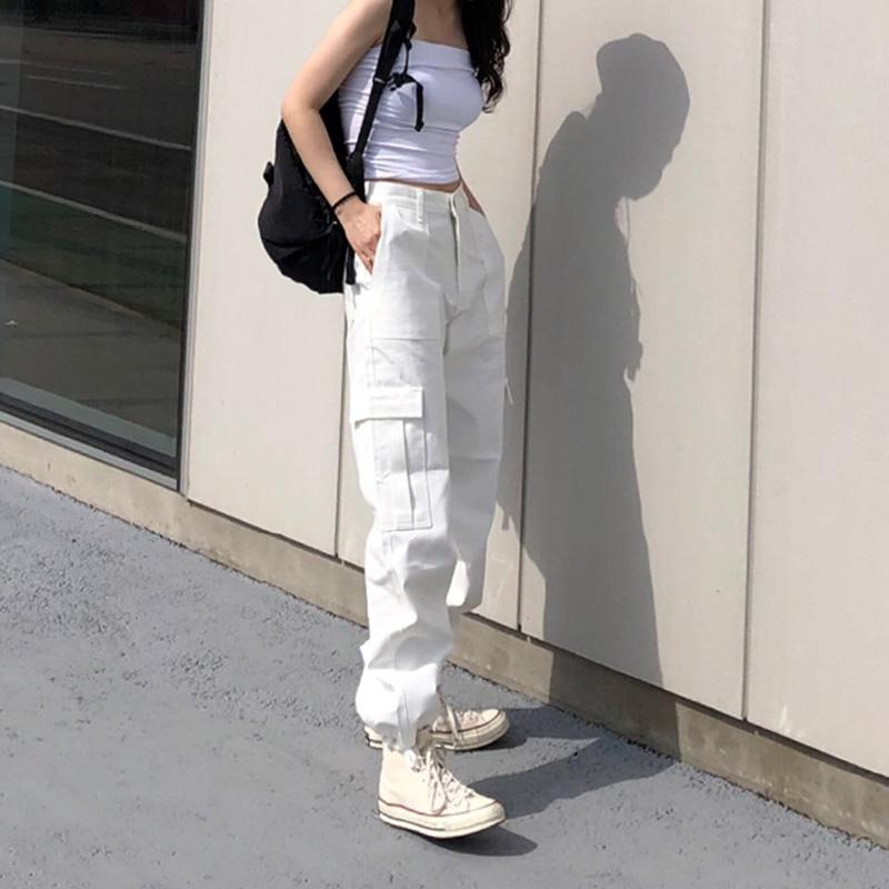 Korean Summer White Baggy Street High Waist Pants SD00691– SYNDROME ...