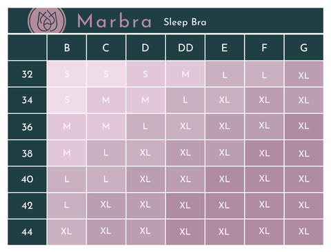 Marbra Everyday Sleep Nursing and Maternity Bra Size Chart