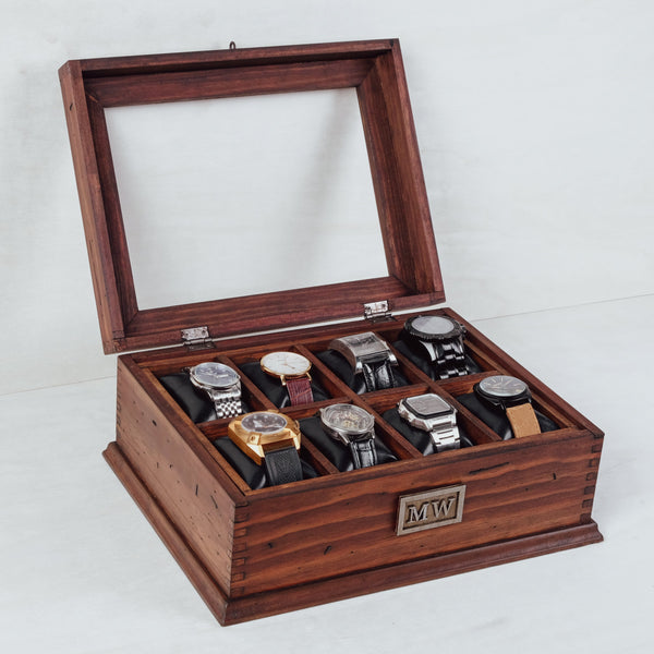 Watch Box made with Reclaimed wood, personalized with monogram plate