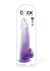 King Cock Clear Dildo with Balls - Clear/Purple - 10in