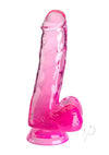 King Cock Clear Dildo with Balls - Clear/Pink - 6in