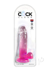 King Cock Clear Dildo with Balls - Clear/Pink - 7in