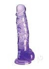 King Cock Clear Dildo with Balls - Clear/Purple - 8in