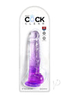 King Cock Clear Dildo with Balls - Clear/Purple - 8in