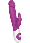 The Realistic Rabbit Rechargeable Silicone Triple Vibrator - Purple/Rose