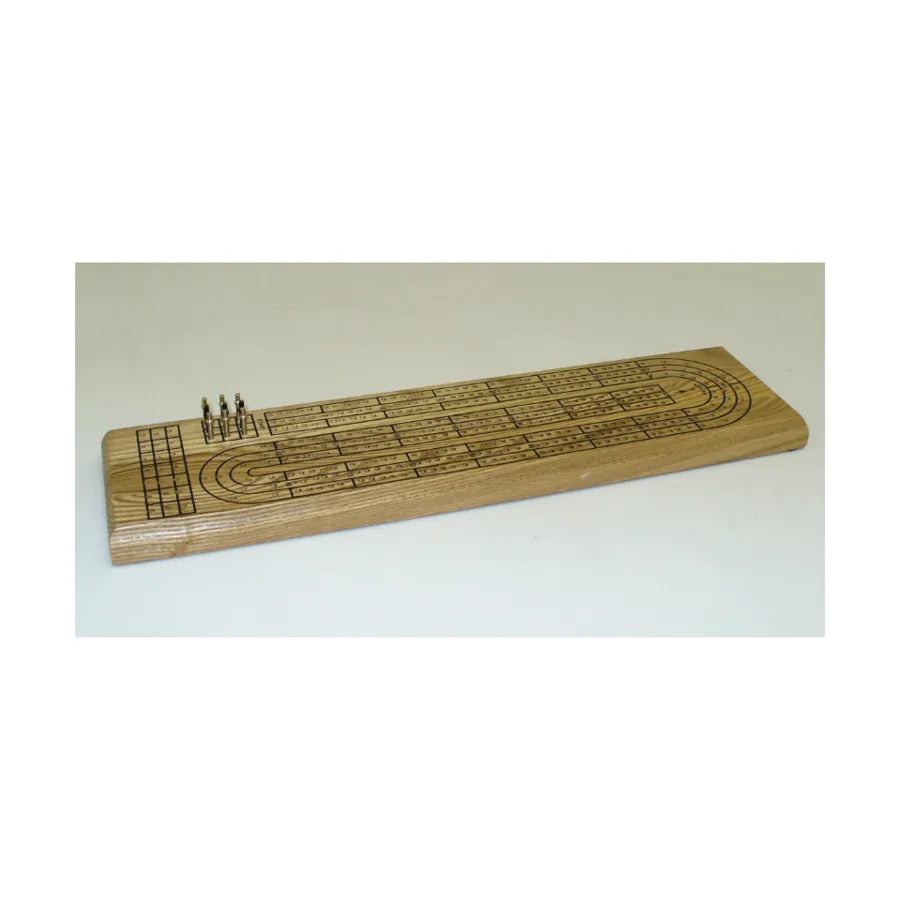 Three Track Cribbage Board w/Oak Finish product image